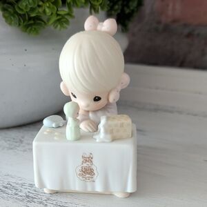 "My Happiness" Precious Moments Figurine with Cream Hair and Pastel Accents